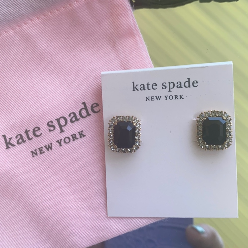 Kate Spade black stone w cz’s earrings